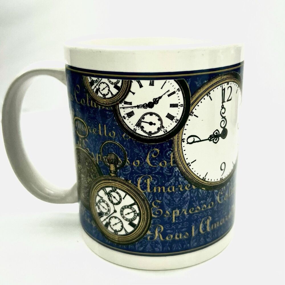Houston Harvest Gift Products Cappuccino Cafe & Pocket Watch Design Coffee Cup